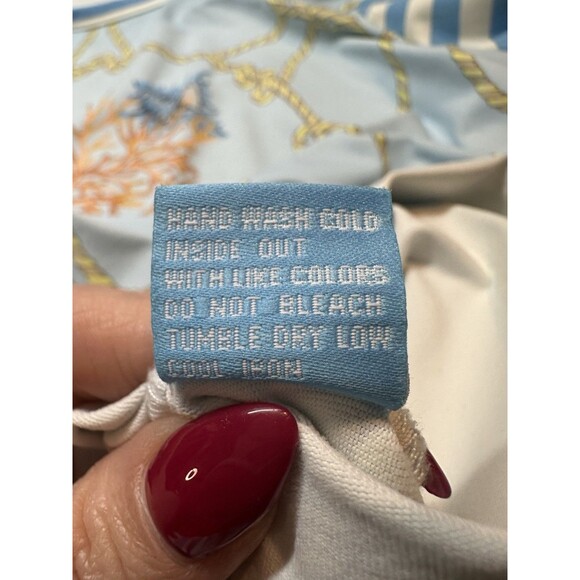 J McLaughlin Top Women’s Medium Catalina Cloth Stretch Blue Nautical Rope #1351 - Picture 7 of 8